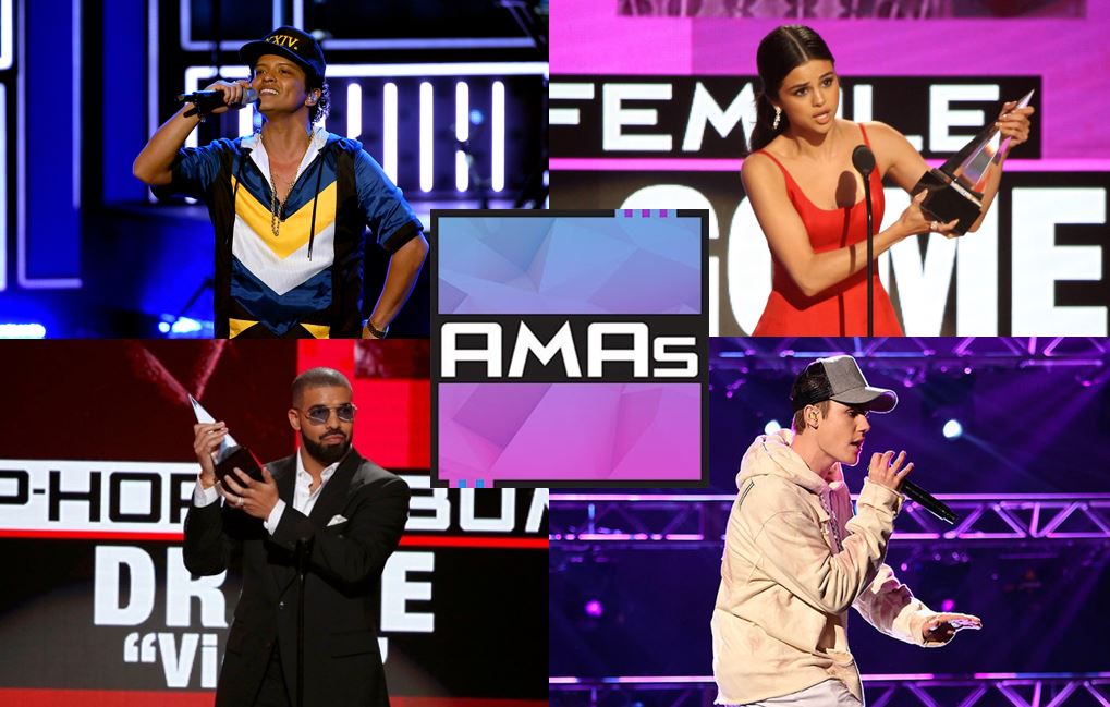 Drake, Justin Bieber, Selena Gomez, Bruno Mars turn heads at 2016 AMAs&nbsp;(Flashback)