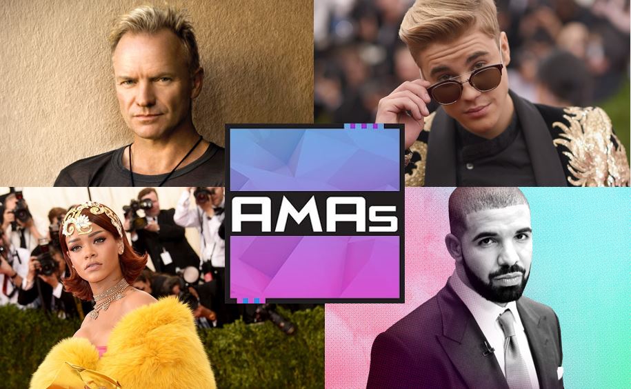 2016 AMAs: Sting, Bieber, Drake, Rihanna among&nbsp;standouts