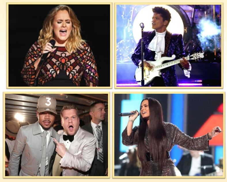 Adele, Bruno Mars, Chance, Demi Lovato shine at 59th Grammys