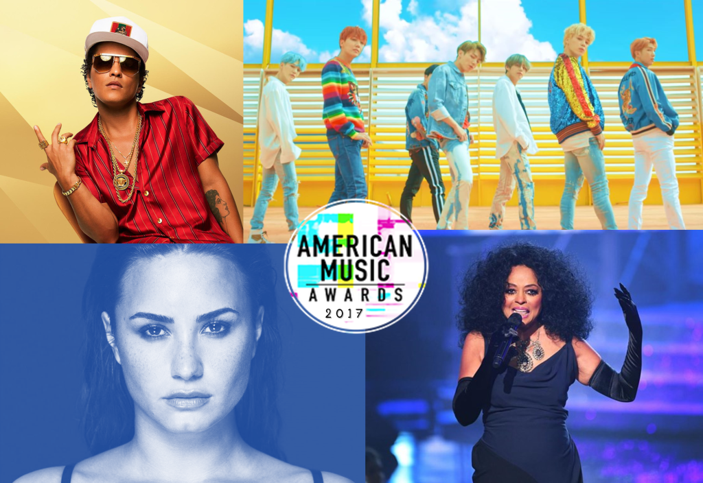 2017 AMAs Recap: Bruno Mars, BTS, Demi Lovato, Diana Ross&nbsp;shine